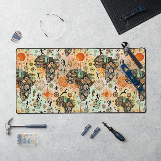 Africa Map Decorative Tribal Elements Pattern (Poste de travail)