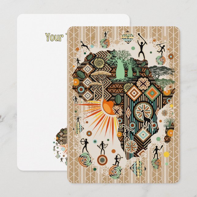 Africa Map Decorative Tribal Elements Pattern (Voorkant / Achterkant)