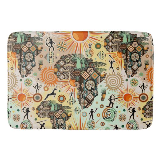 Africa Map Decorative Tribal Elements Pattern Badmat (Voorkant)