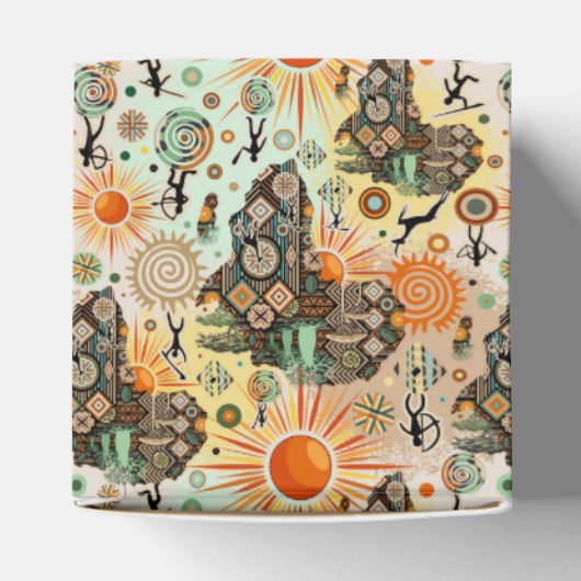 Africa Map Decorative Tribal Elements Pattern Bedankdoosjes (Bovenkant)