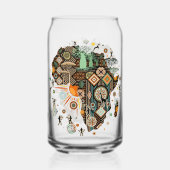 Africa Map Decorative Tribal Elements Pattern Blikvorm Glas (Voorkant)