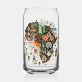 Africa Map Decorative Tribal Elements Pattern Blikvorm Glas (Achterkant)