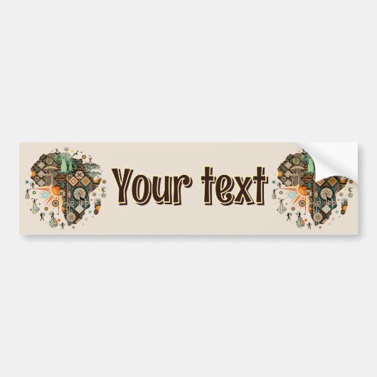 Africa Map Decorative Tribal Elements Pattern Bumpersticker (Voorkant)