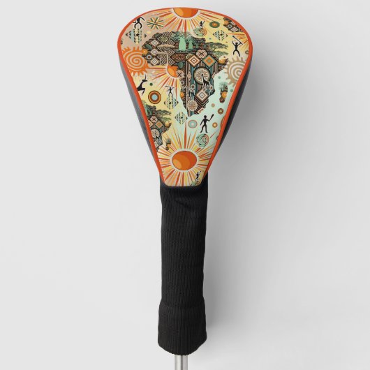 Africa Map Decorative Tribal Elements Pattern Golfheadcover (Voorkant)