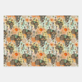 Africa Map Decorative Tribal Elements Pattern Inpakpapier Vel (Voorkant 3)