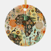 Africa Map Decorative Tribal Elements Pattern Keramisch Ornament (Voorkant)