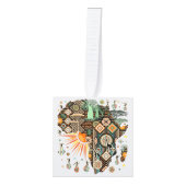 Africa Map Decorative Tribal Elements Pattern Kubus Ornament (Voorkant)