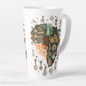 Africa Map Decorative Tribal Elements Pattern Latte Mok (Rechterhoek)