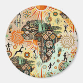 Africa Map Decorative Tribal Elements Pattern Magneet (Voorkant)