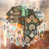 Africa Map Decorative Tribal Elements Pattern Raamsticker (Vel 2)