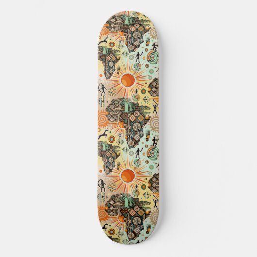 Africa Map Decorative Tribal Elements Pattern Skateboard (Voorkant)