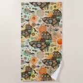 Africa Map Decorative Tribal Elements Pattern Strandlaken (Voorkant)