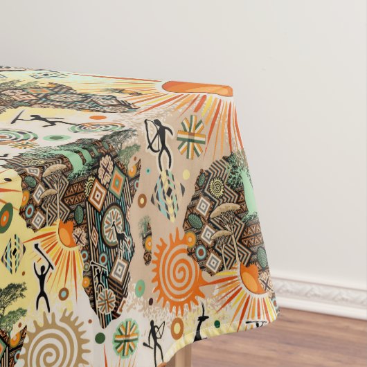 Africa Map Decorative Tribal Elements Pattern Tafelkleed (Voorbeeld)