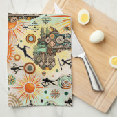 Africa Map Decorative Tribal Elements Pattern Theedoek (Quarter Fold)