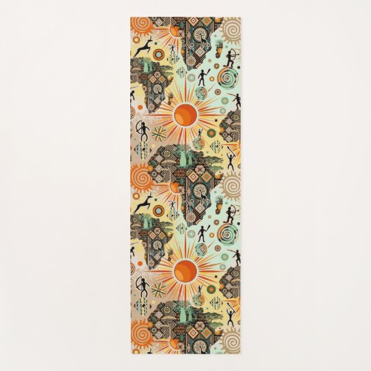 Africa Map Decorative Tribal Elements Pattern Yogamat (Voorkant)