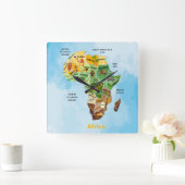 Africa Map Square Wall klok (Huis)