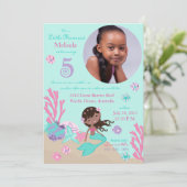 Africa Mermaid vijfde verjaardag Uitnodiging (Staand voorkant)