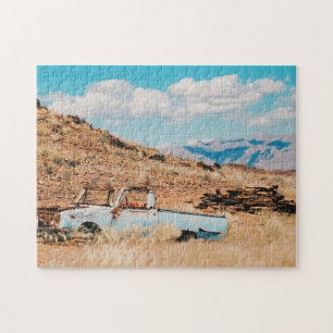 Africa Savannah Grass Car Wrack Mountains Legpuzzel