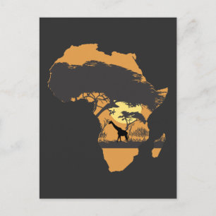 Africa Sunset Continent Safari Giraffe Briefkaart