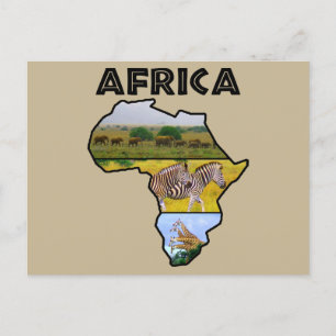Africa Wildlife Continent Collage Holiday Briefkaa Feestdagenkaart