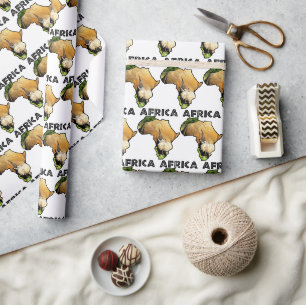 Africa Wildlife Map Zwarte Tekst Rhino Calf Cadeaupapier