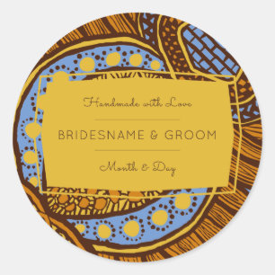 Africain Ankara Blue Global Floral Étiquette cadea