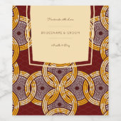 Africain Ankara Kitenge Étiquette de vin d'or (Étiquettes simples)