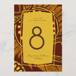 Africain Ankara Maroon Gold Floral Numéro de table