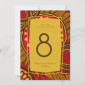 Africain Ankara Red Gold Floral Numéro de table (Dos)