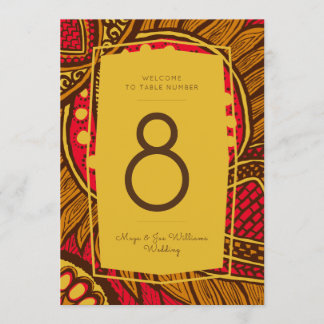 Africain Ankara Red Gold Floral Numéro de table