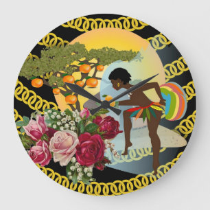 Africaine Chaîne d'or Horloge Florale