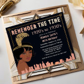 African American 1920s Style Birthday Invitation Kaart