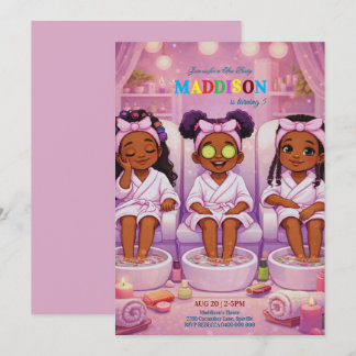African American 3 Girls Spa party Birthday Kaart