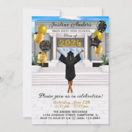 African American Afstuderen Invitation Aankondigin Kaart