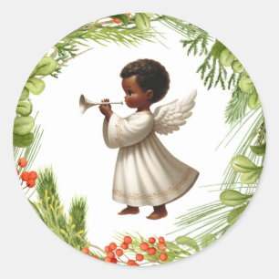 African American Angel Kerst sticker