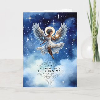 African-American Angel Non-Photo Christmas Card Feestdagen Kaart