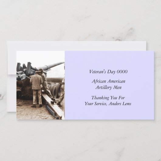 African American Artillerymen WWII Bedankkaart (Voorkant)