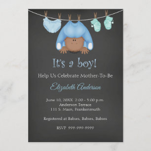 African American Baby Boy Baby shower Uitnodiging