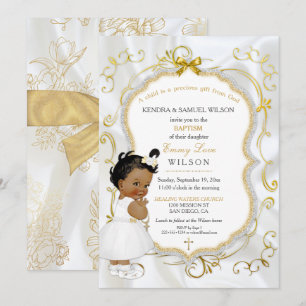 African American Baby Girl Baptism Gold Cross Kaart