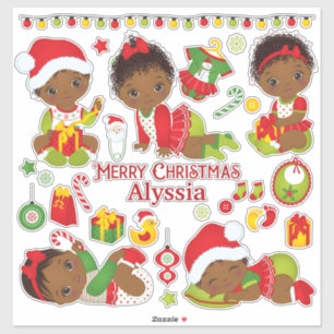 African American Baby Girl Merry kerstaker Sticker