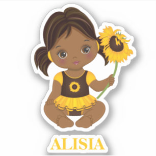 African American Baby Girl met Sunflower Sticker