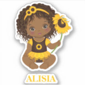 African American Baby Girl with Sunflower Sticker (Devant)