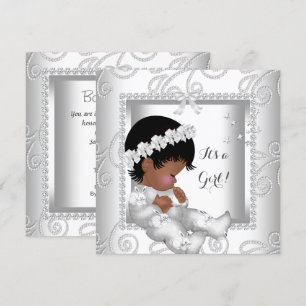 African American Baby shower Girl Diamond White Kaart