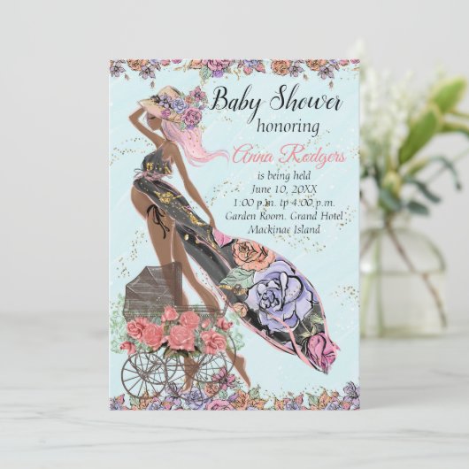 African American Baby shower Invitation Kaart (Staand voorkant)