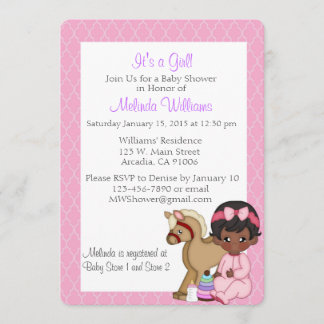 African American Black Baby shower Invitation Girl Kaart