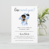 African American Boy 1st Birthday Invitation (Debout devant)