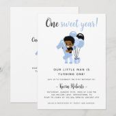 African American Boy 1st Birthday Invitation (Devant / Derrière)