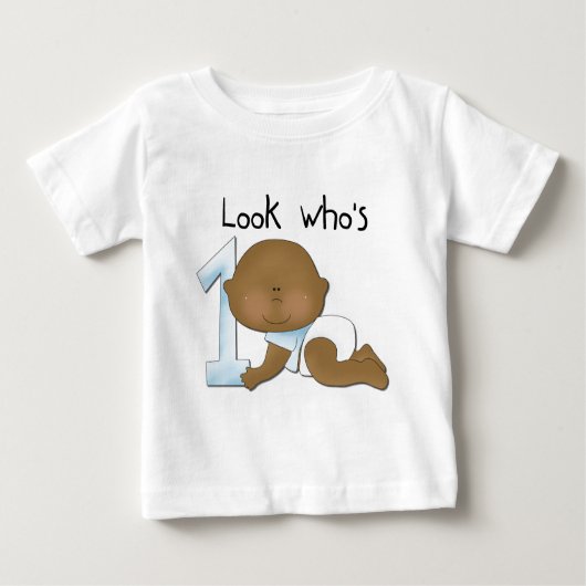 African American Boy 1st Birthday Tshirts and Gift (Devant)