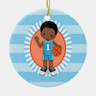 African American Boy Basketball Player Keramisch Ornament