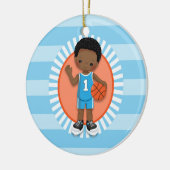 African American Boy Basketball Player Keramisch Ornament (Links)